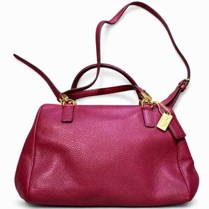 ❤️Coach Pebbled Leather Satchel Crossbody – Raspberry Red – Double Hangtags